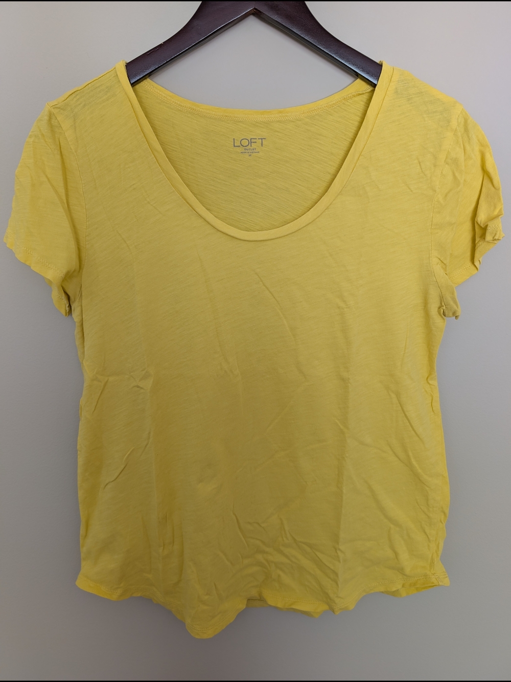 LOFT Yellow Short Sleeve Scoop Neck Tee